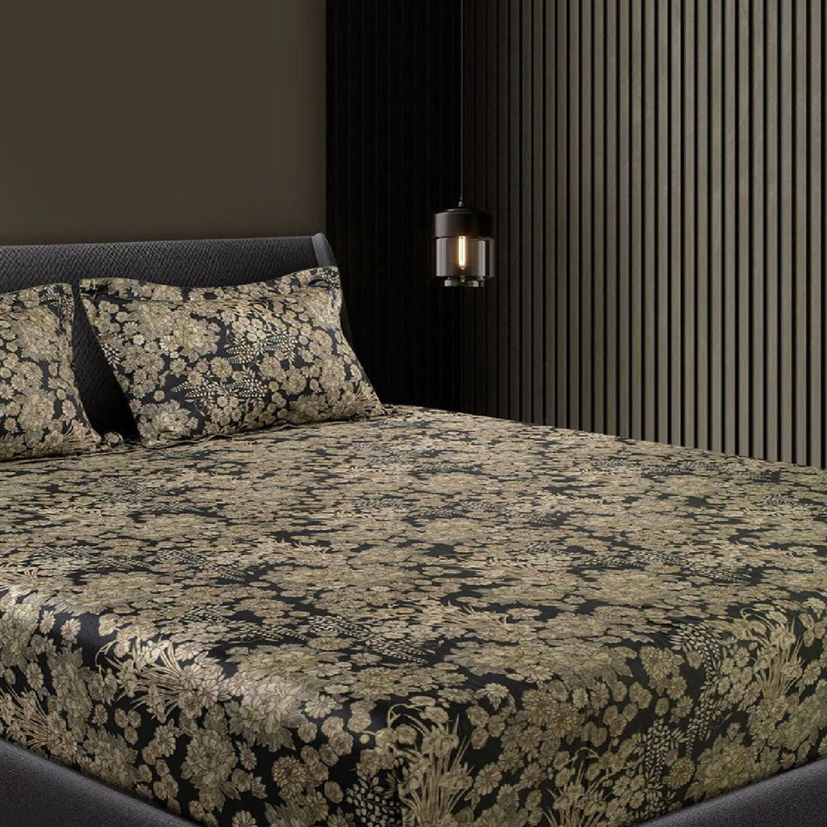 GLOBAL LIVING SG BLACK  FLORAL DOUBLE BEDSHEET