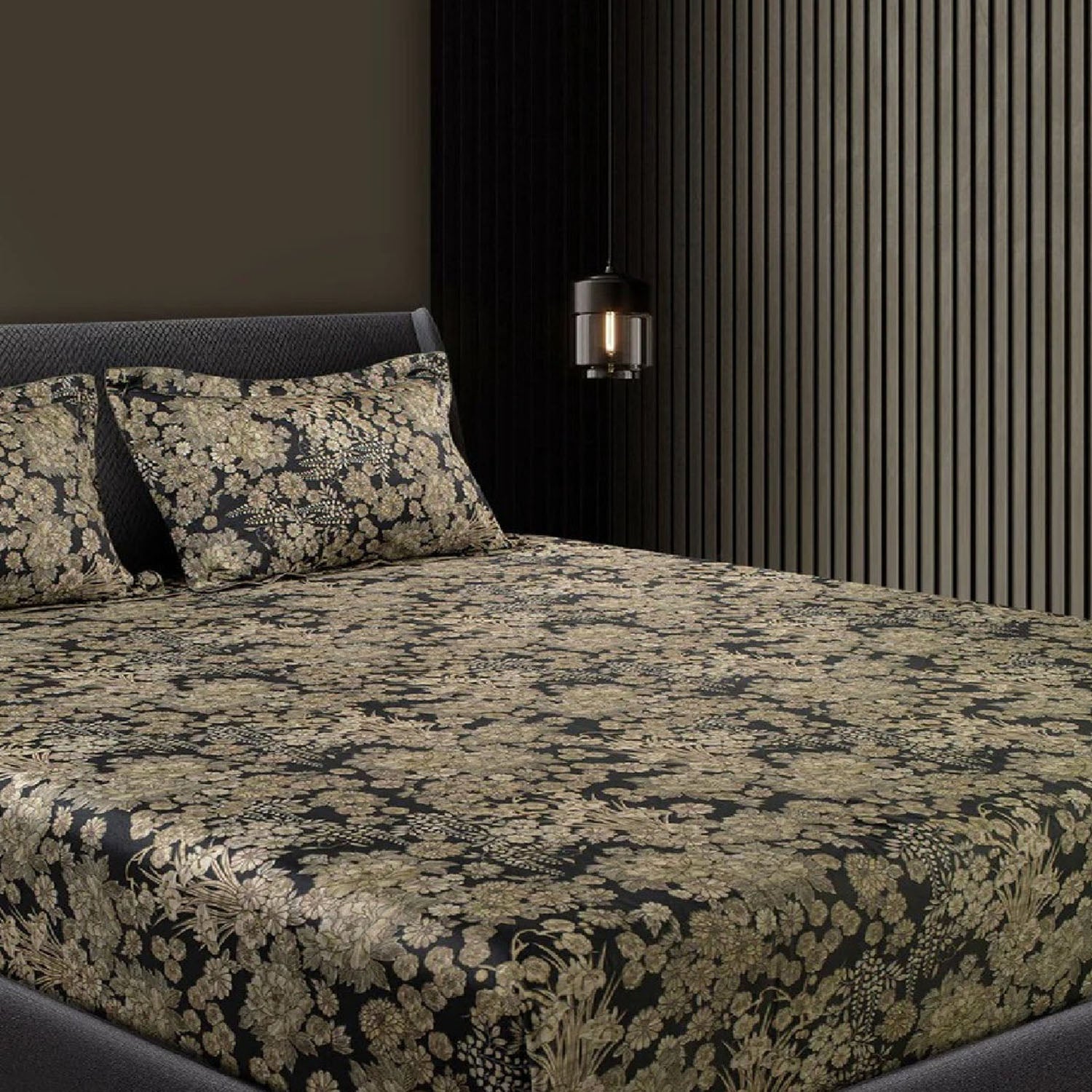 GLOBAL LIVING SG BLACK  FLORAL DOUBLE BEDSHEET