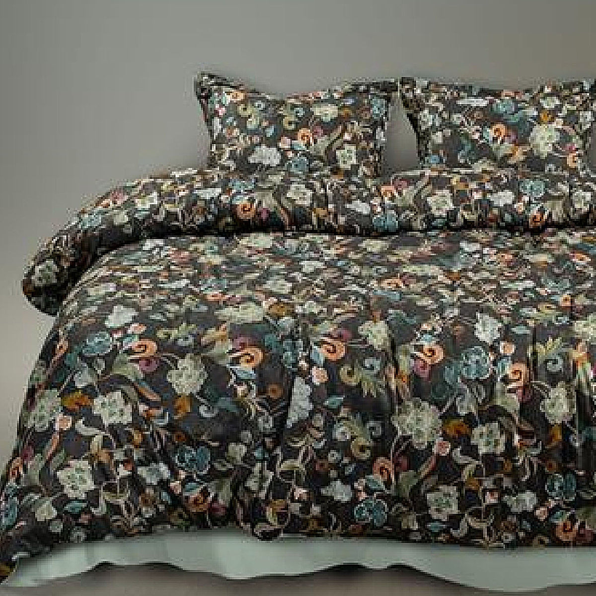 GLOBAL LIVING SG BLACK FLORAL DOUBLE BEDSHEET