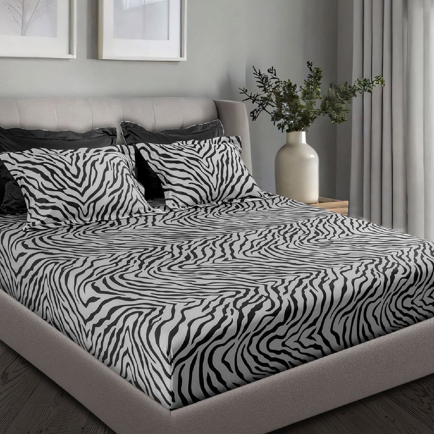 GLOBAL LIVING SG GREY MODERN DOUBLE BEDSHEET