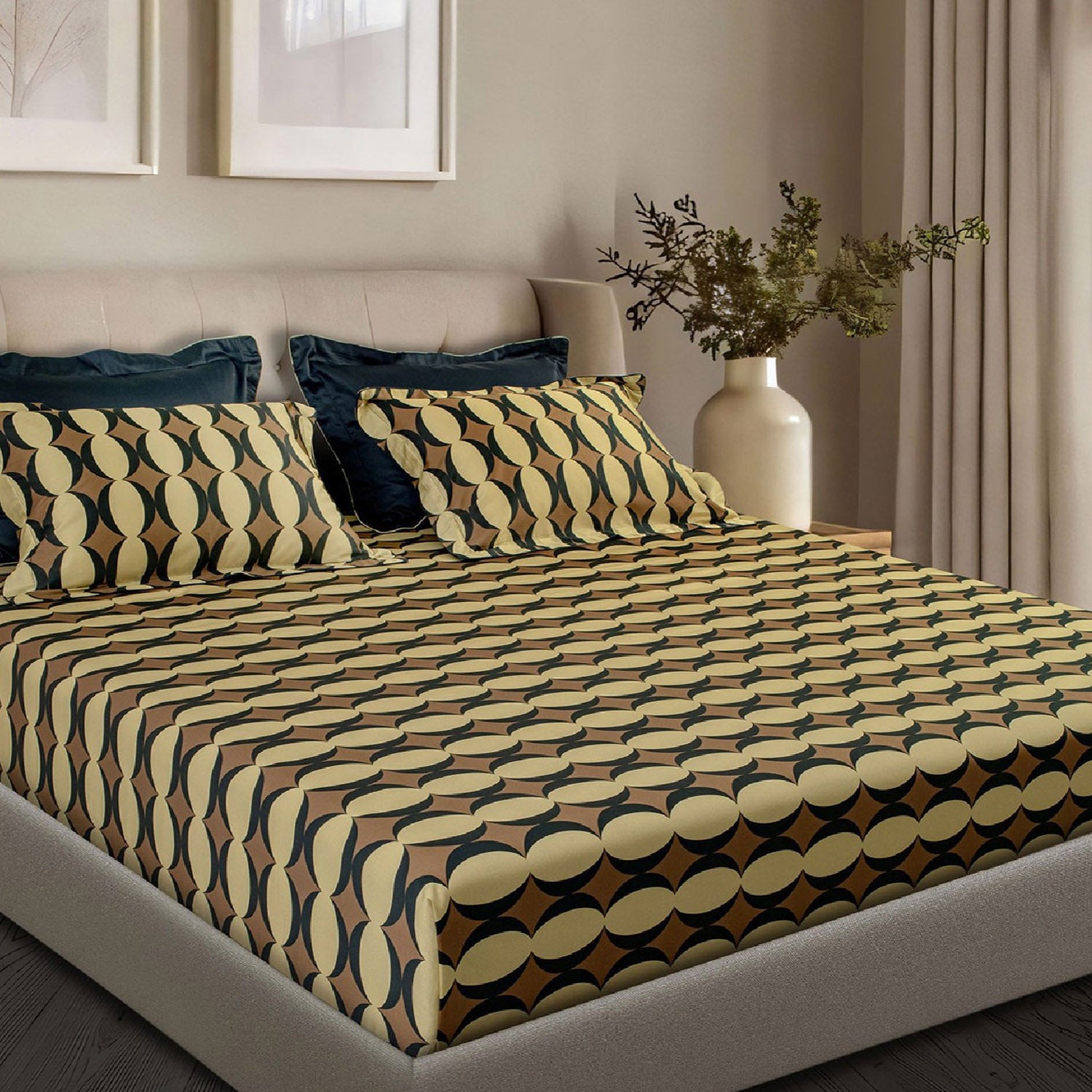 GLOBAL LIVING SG BROWN MODERN DOUBLE BEDSHEET