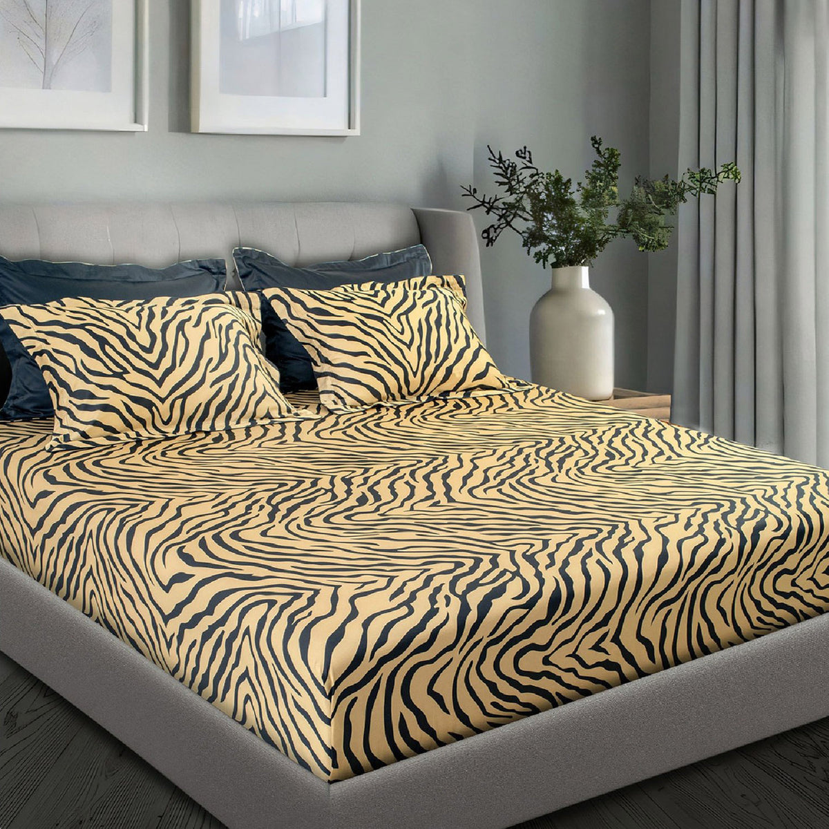 GLOBAL LIVING SG BROWN TIGER MODERN DOUBLE BEDSHEET