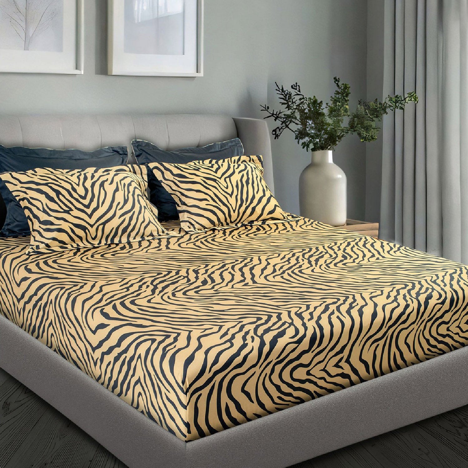 GLOBAL LIVING SG BROWN TIGER MODERN DOUBLE BEDSHEET