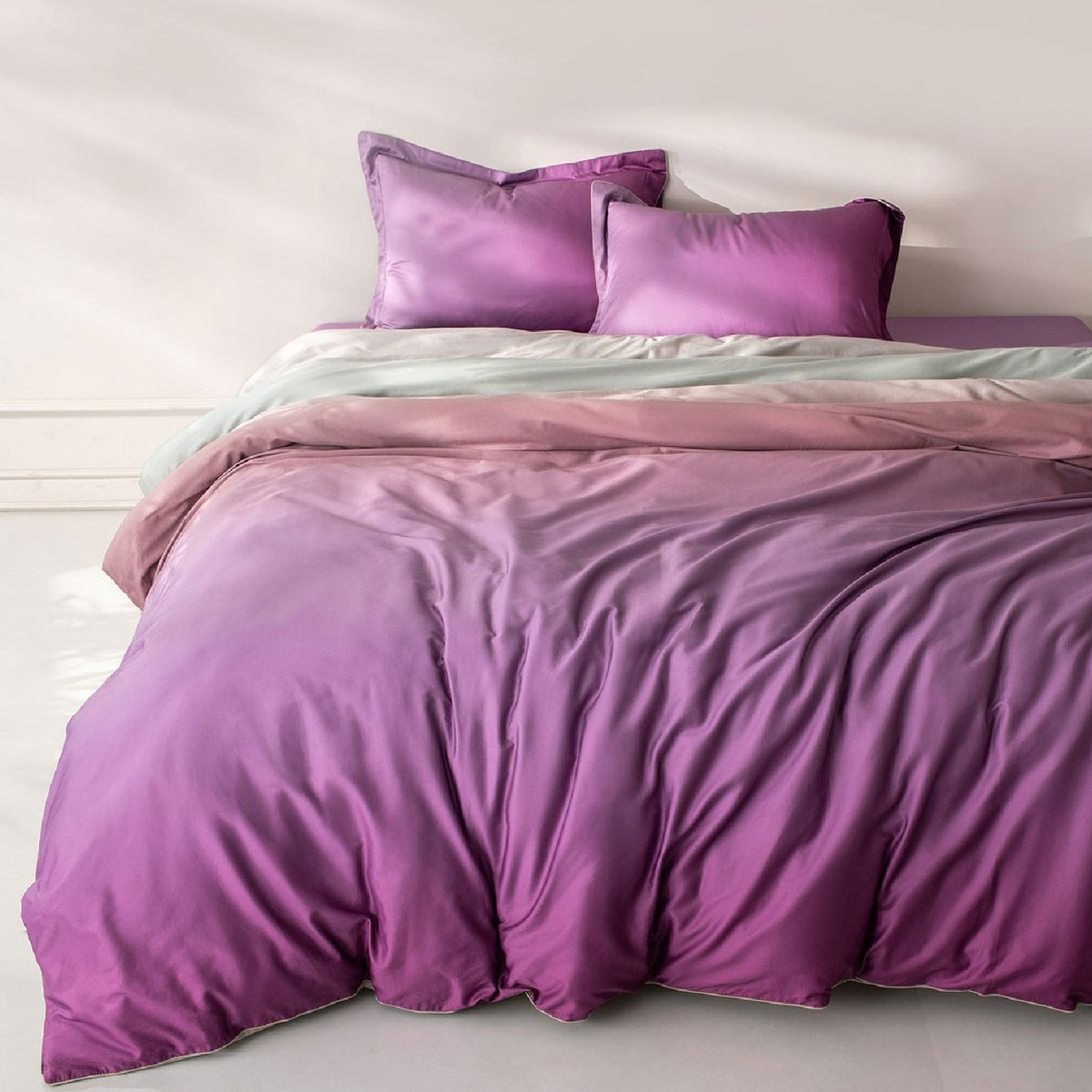 GLOBAL LIVING OMBRE PURPLE MODERN DOUBLE BEDSHEET