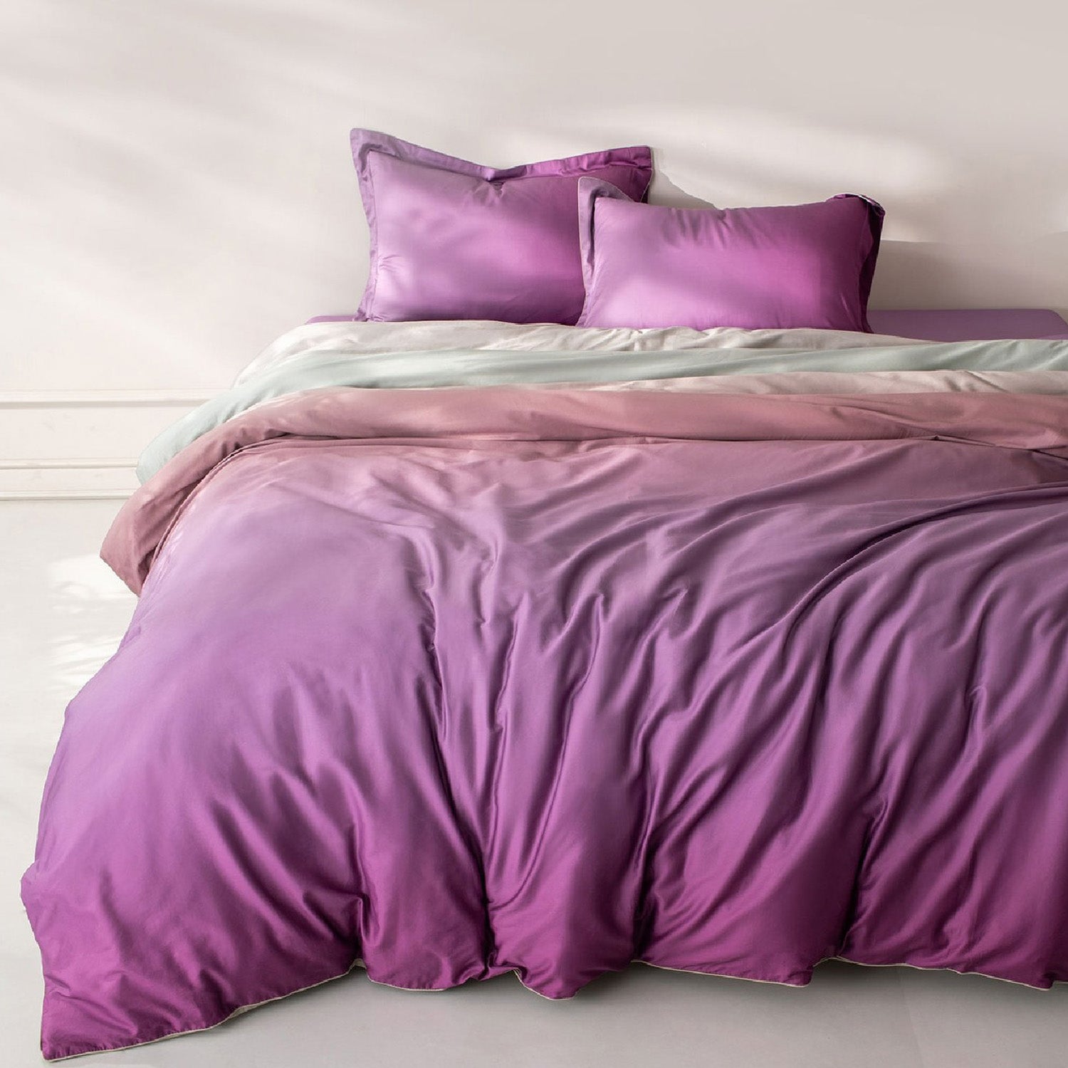 GLOBAL LIVING OMBRE PURPLE MODERN DOUBLE BEDSHEET