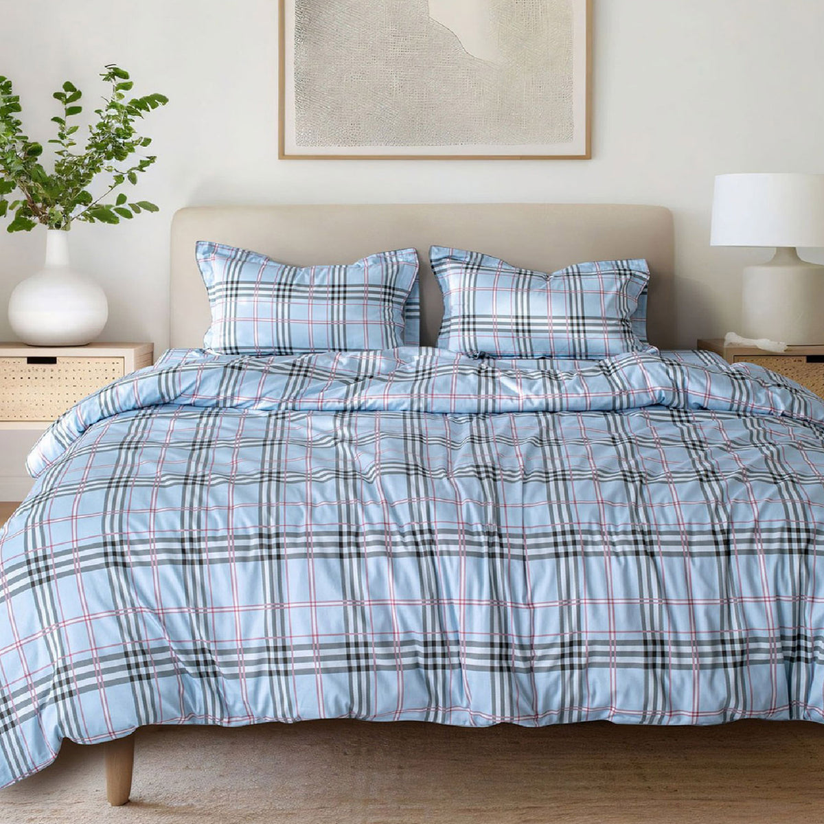 GLOBAL LIVING SG BLUE STRIPED DOUBLE BEDSHEET