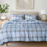 GLOBAL LIVING SG BLUE STRIPED DOUBLE BEDSHEET