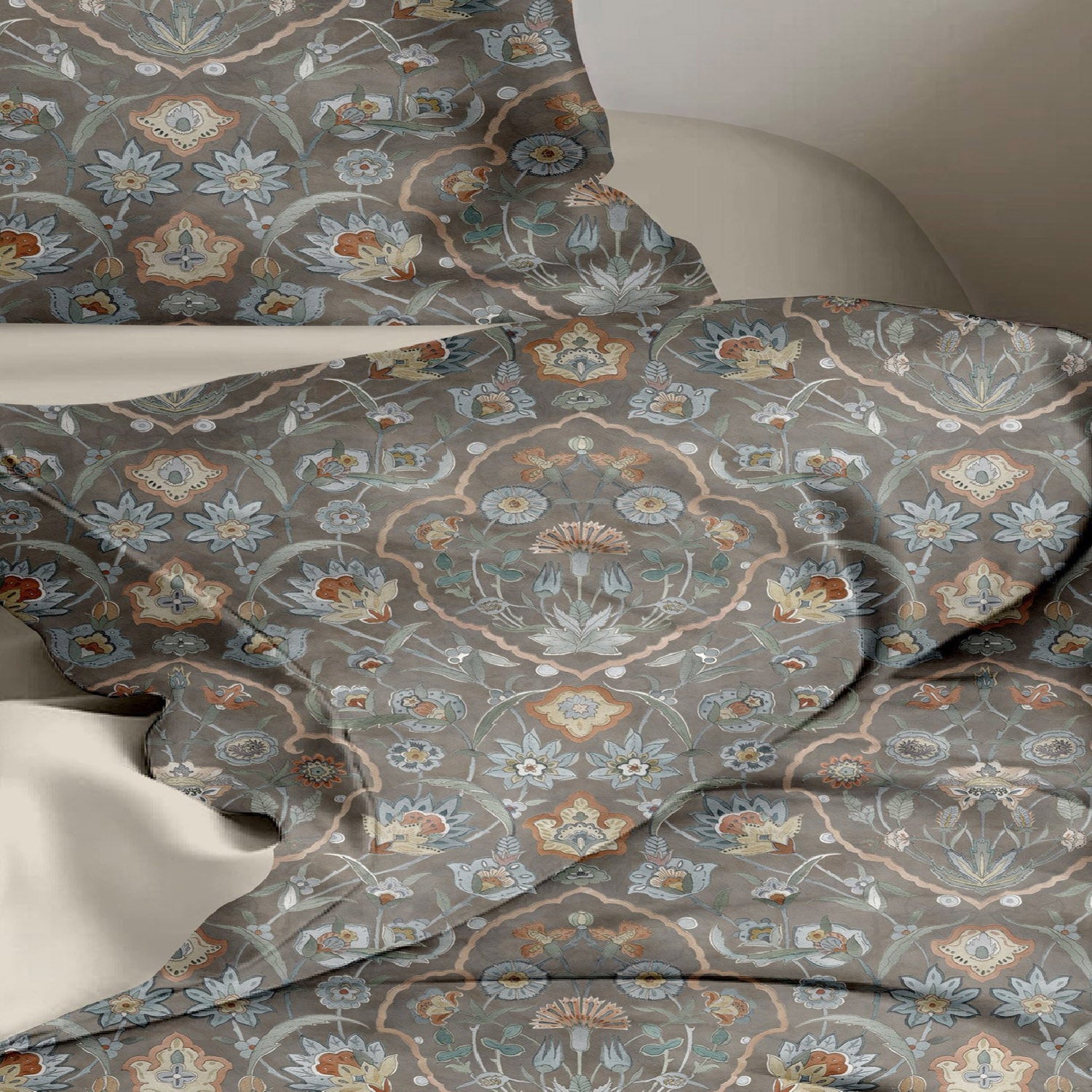 GLOBAL LIVING SG BROWN FLORAL DOUBLE BEDSHEET