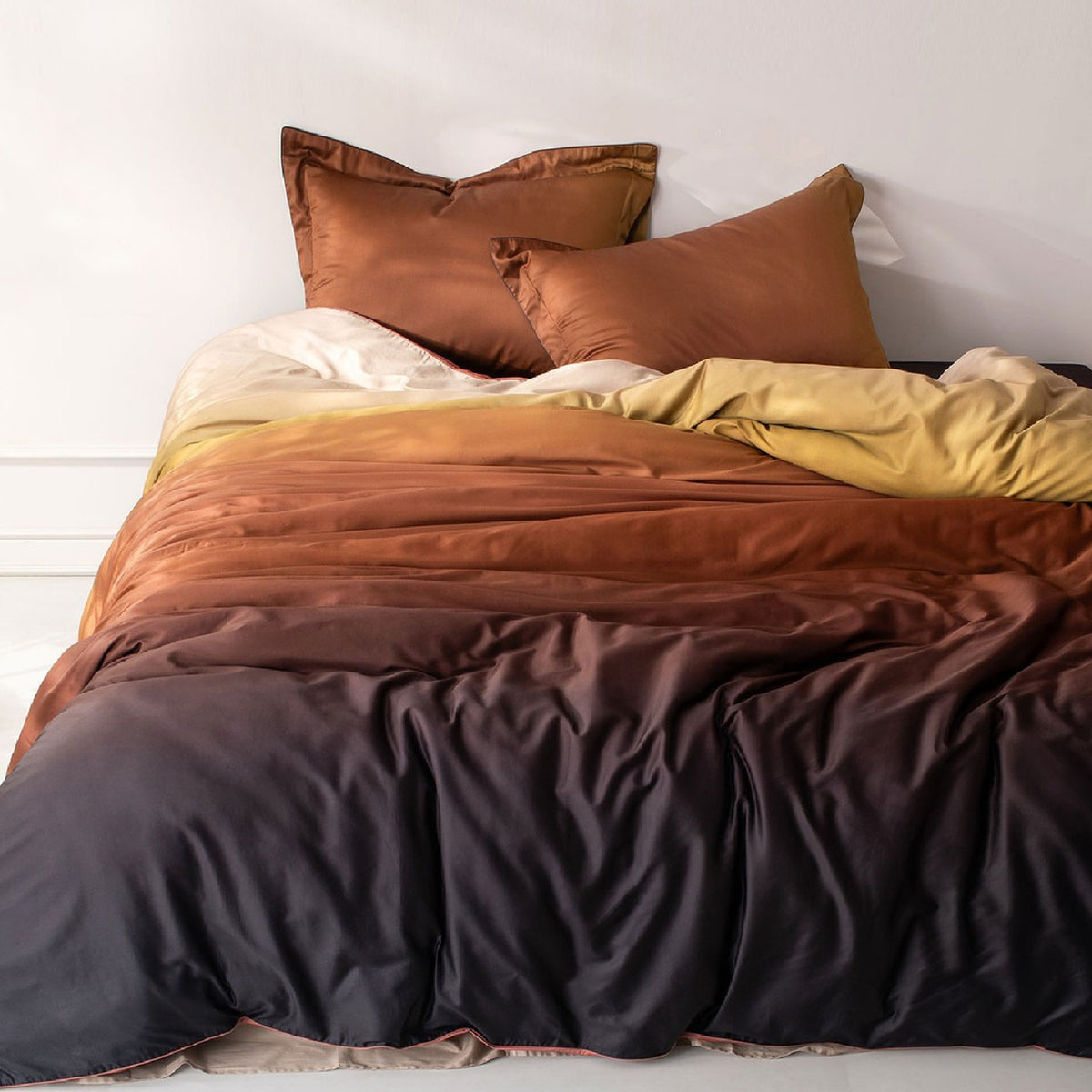 GLOBAL LIVING OMBRE COFFEE MODERN DOUBLE BEDSHEET