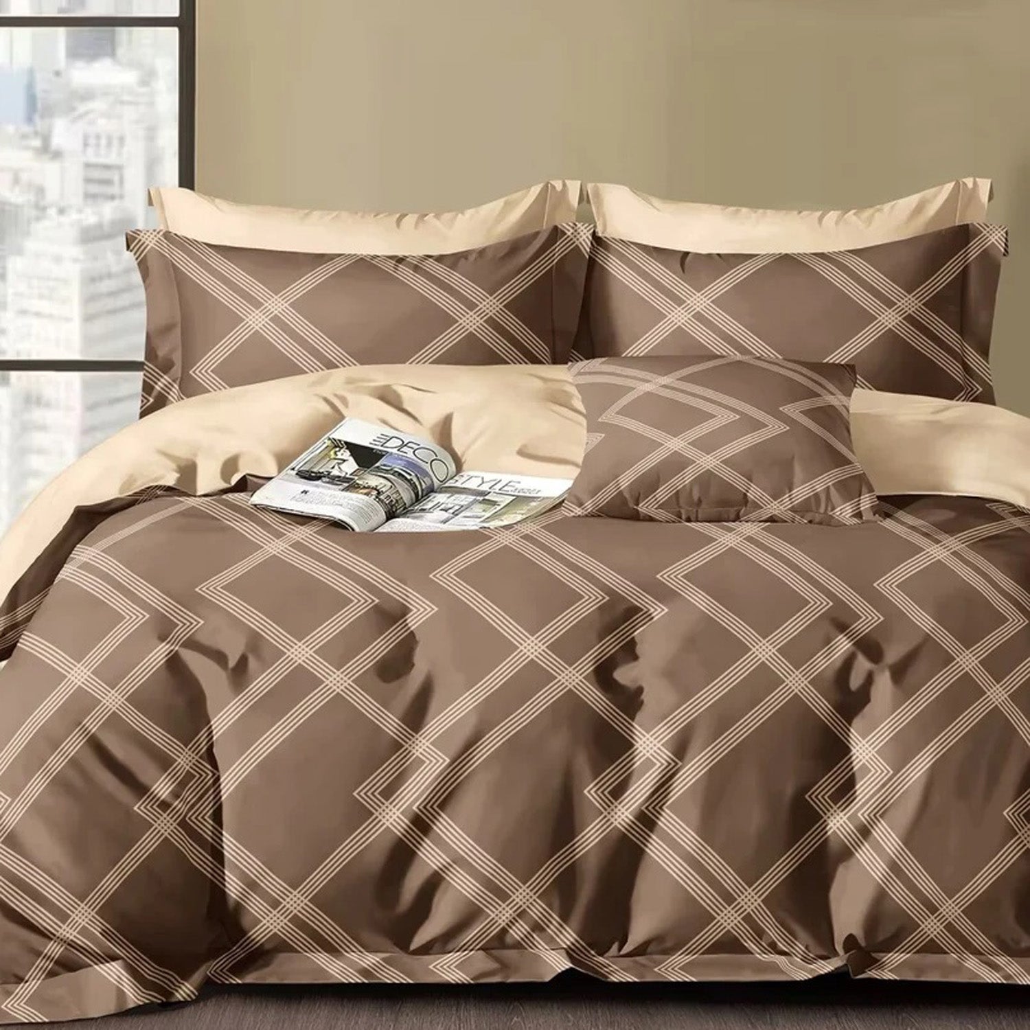 FOUR SEASONS BROWN MODERN DOUBLE BEDSHEET