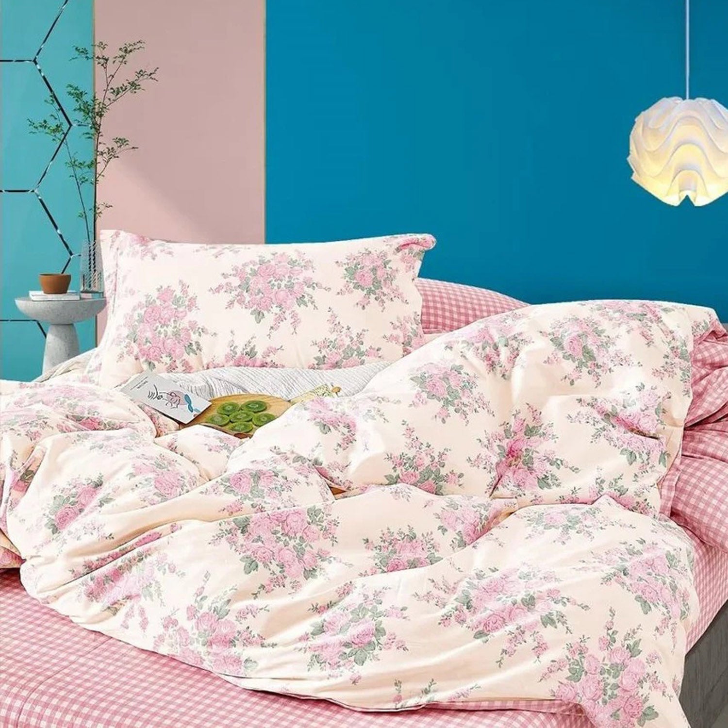 FOUR SEASONS PINK FLORAL DOUBLE BEDSHEET