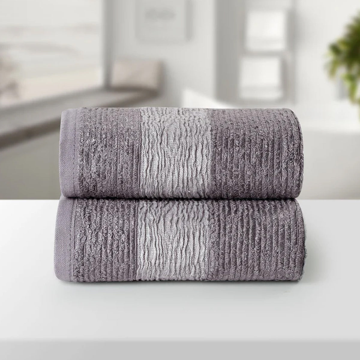 BAMBOO 01GREY ULTRA ABSORBENT 2PC HAND TOWEL