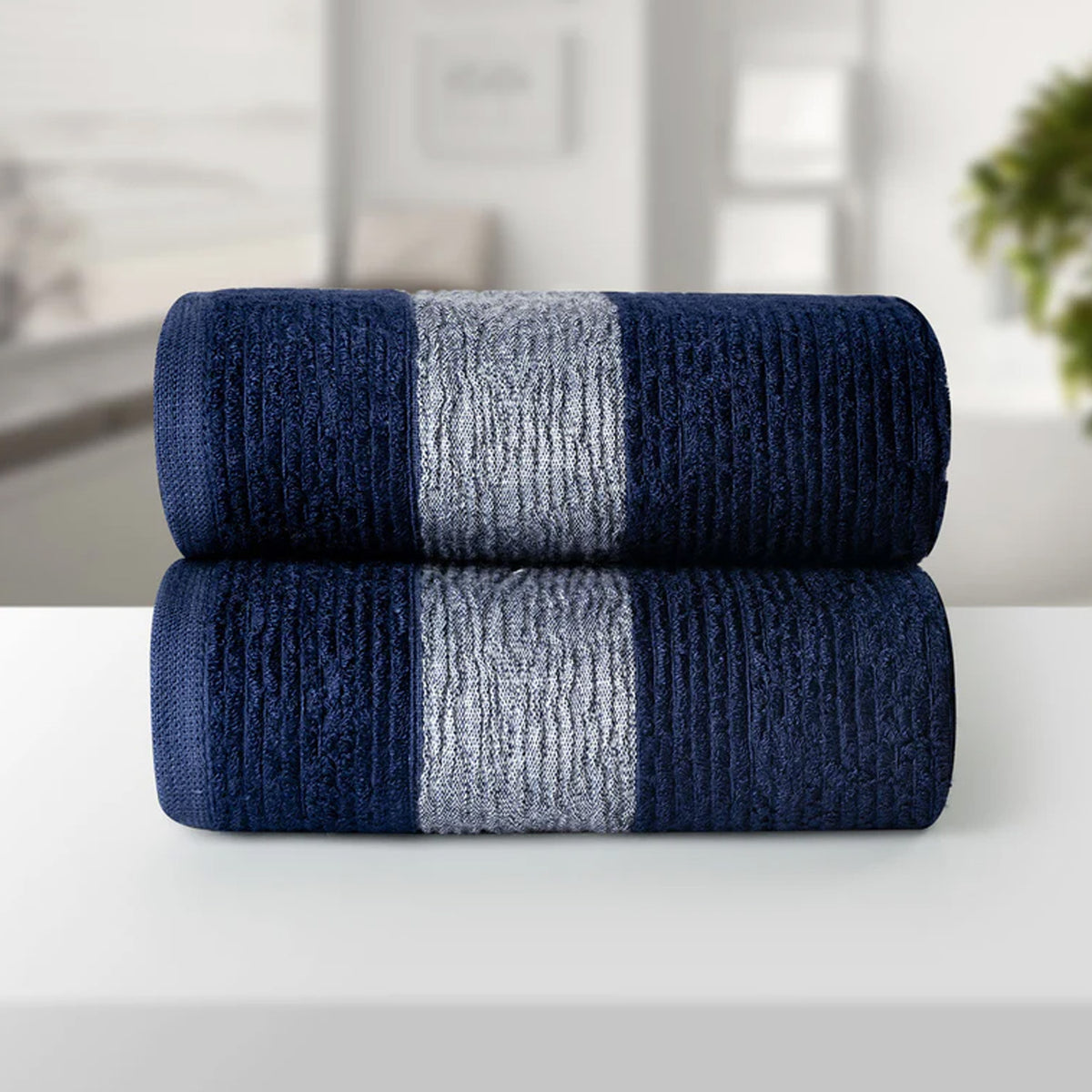 BAMBOO NAVY ULTRA ABSORBENT 2PC HAND TOWEL