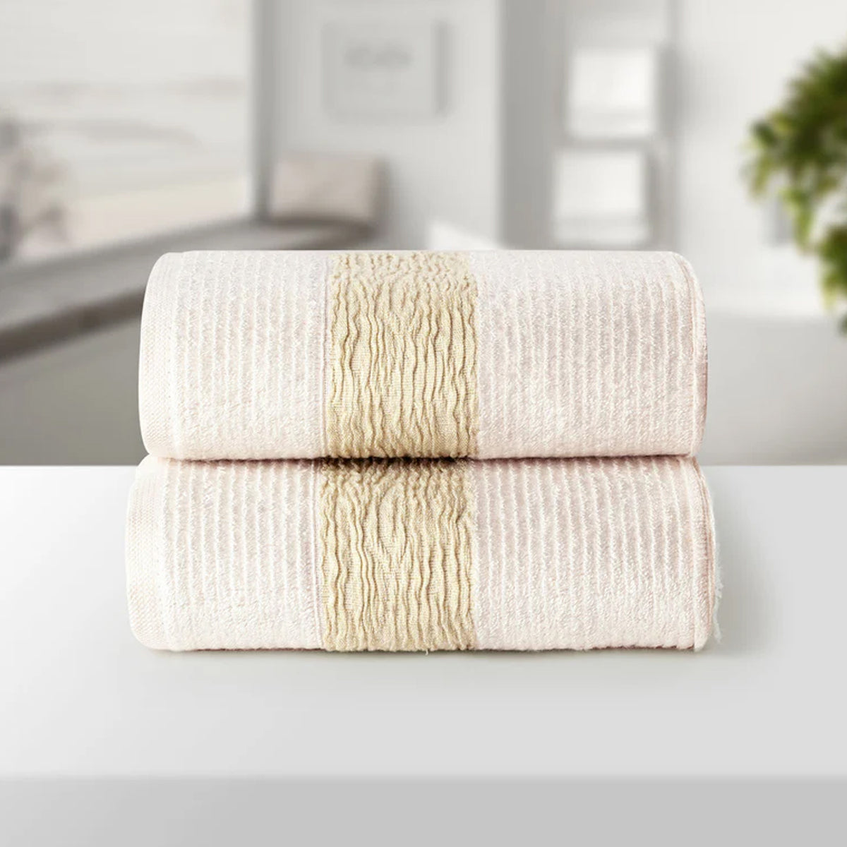 BAMBOO OFFWHITE ULTRA ABSORBENT 2PC HAND TOWEL