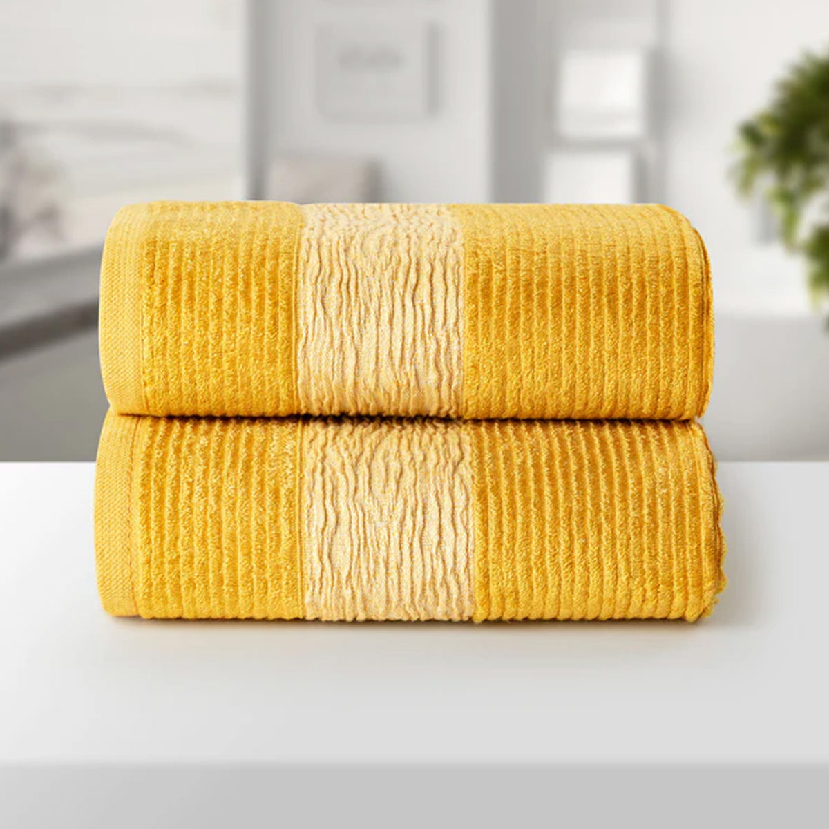 BAMBOO YELLOW ULTRA ABSORBENT 2PC HAND TOWEL