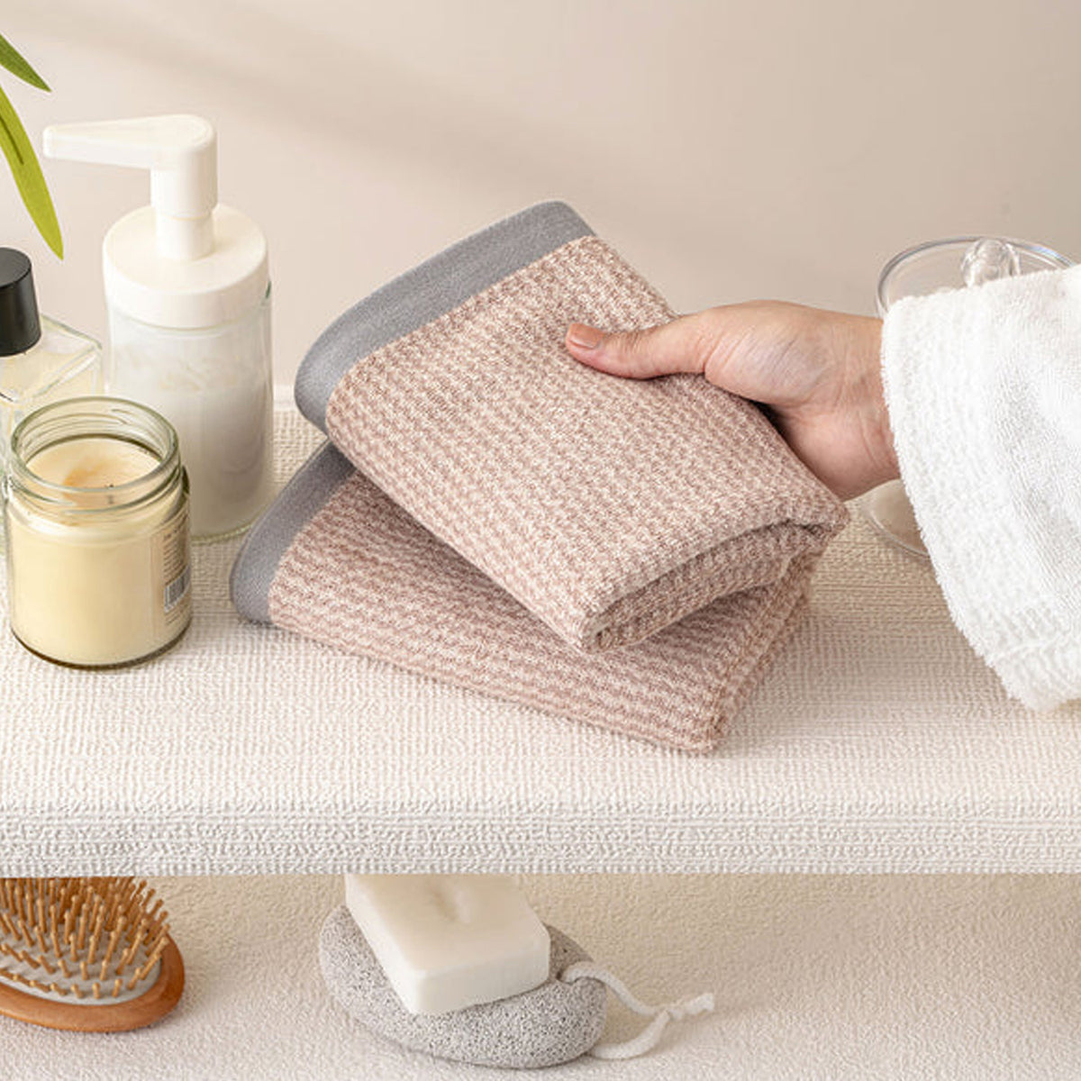 BAMBOO BEIGE ULTRA ABSORBENT 2PC HAND TOWEL