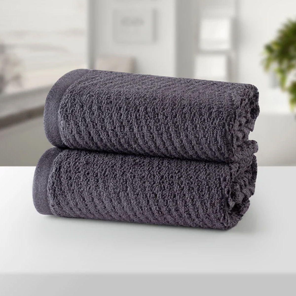 BAMBOO GREY ULTRA ABSORBENT 2PC HAND TOWEL