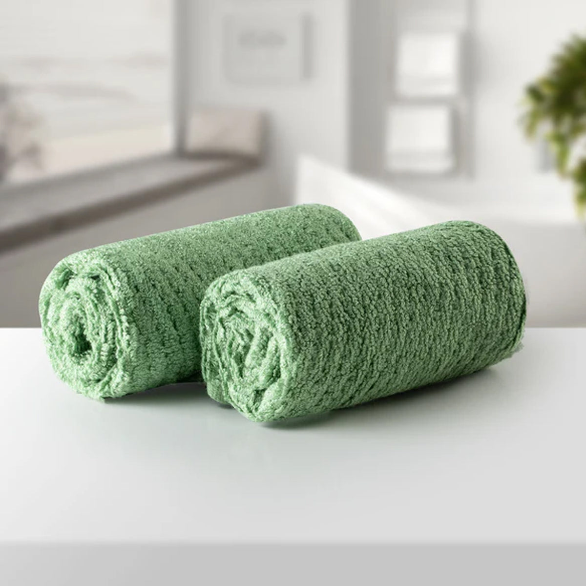 BAMBOO GREEN GENTLE QUICK DRYING 2PC FACE TOWEL