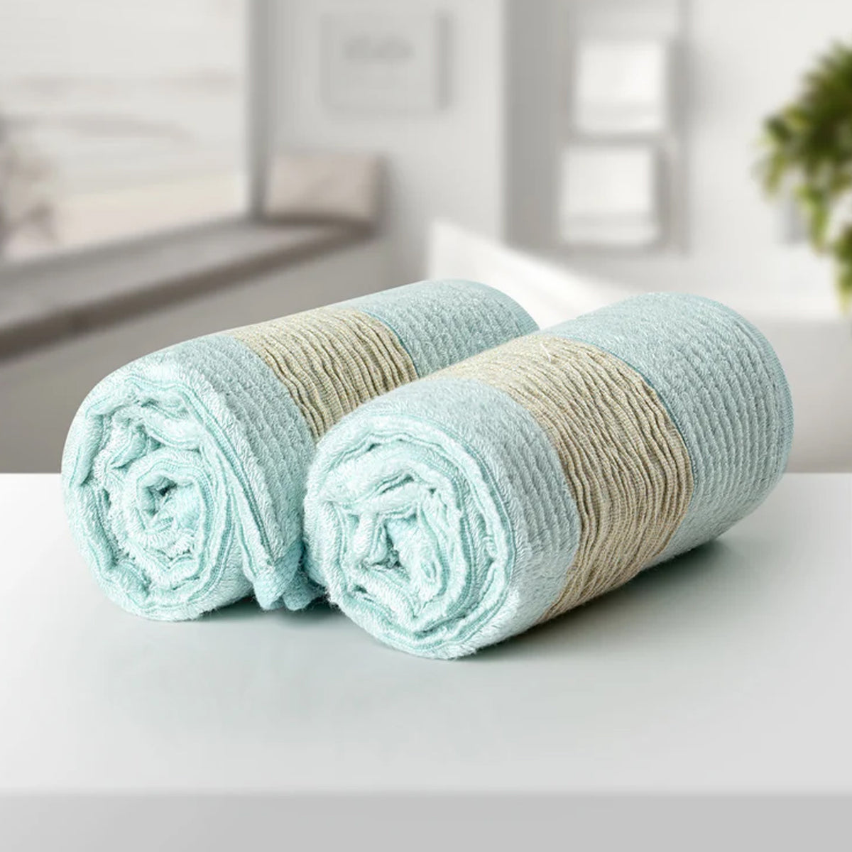 BAMBOO LIGHT BLUE GENTLE QUICK DRYING 2PC FACE TOWEL