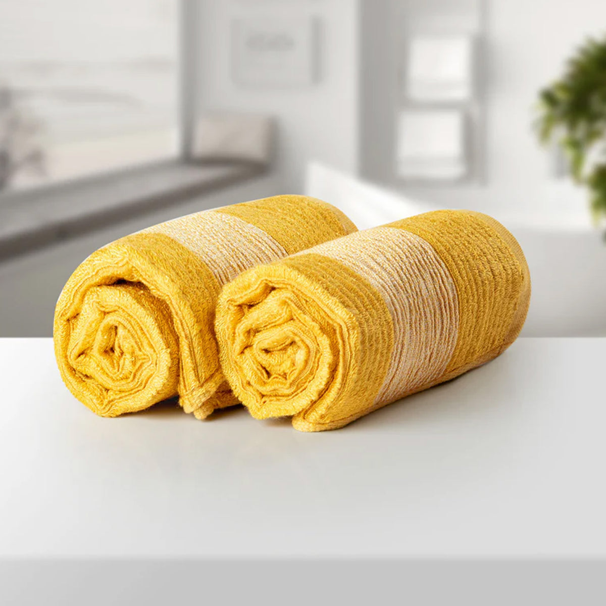 BAMBOO YELLOW GENTLE QUICK DRYING 2PC FACE TOWEL
