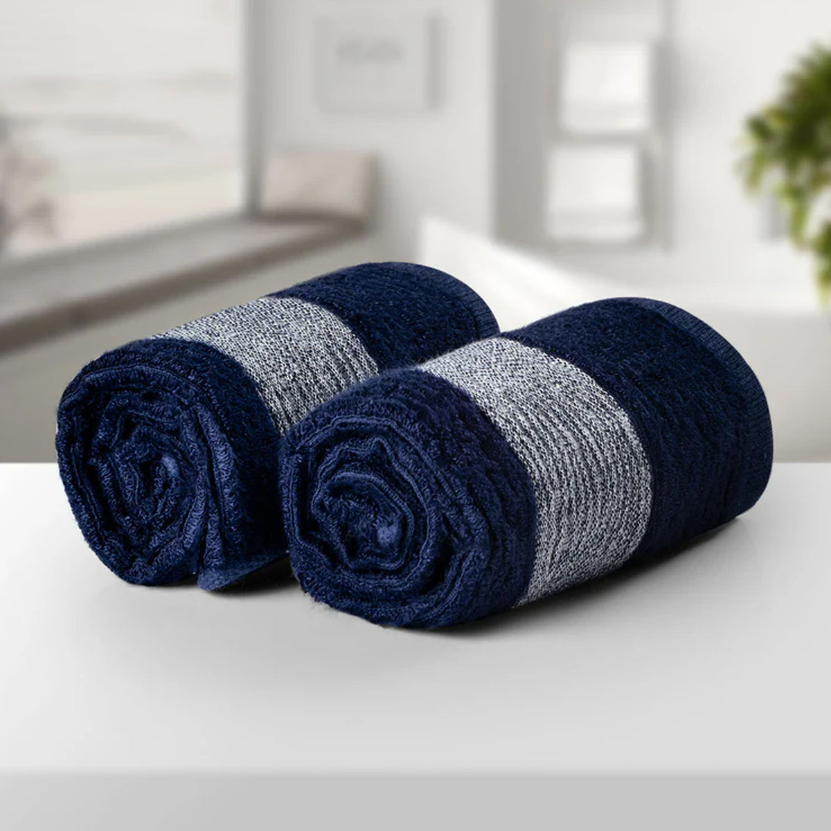 BAMBOO NAVY GENTLE QUICK DRYING 2PC FACE TOWEL