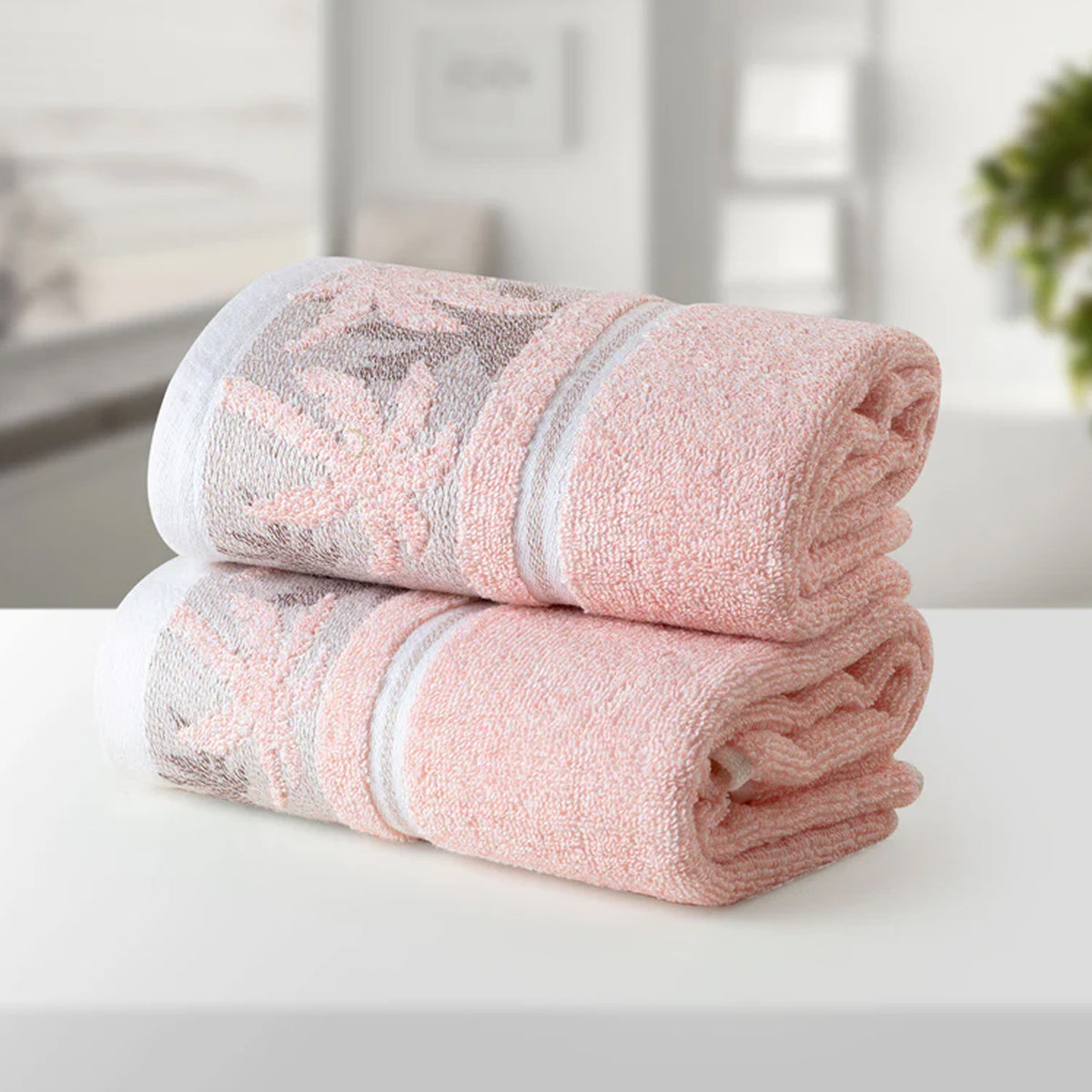 BAMBOO PINK 100% LUXURY COTTON 2PC HAND TOWEL
