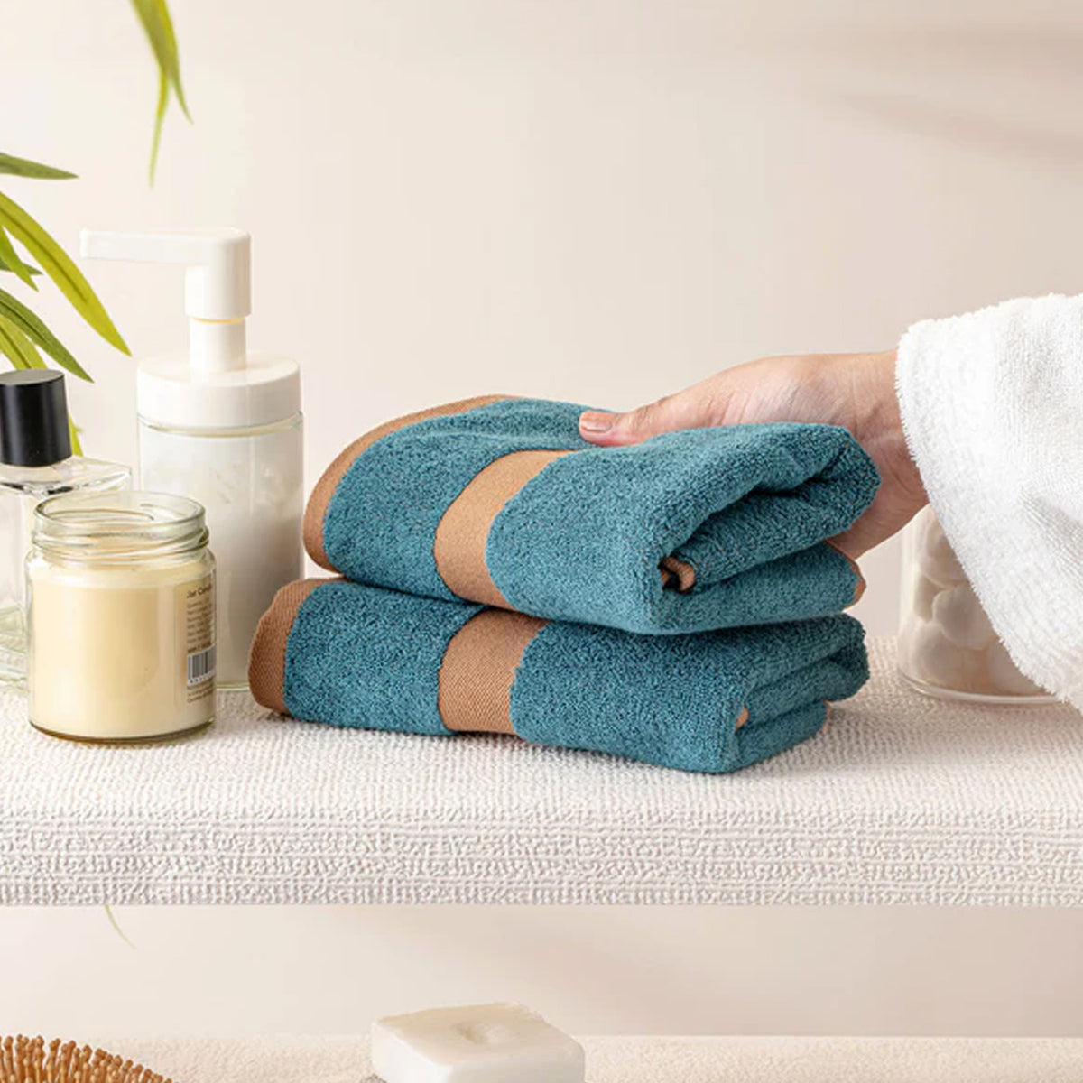 BAMBOO BLUE 100% LUXURY COTTON 2PC HAND TOWEL