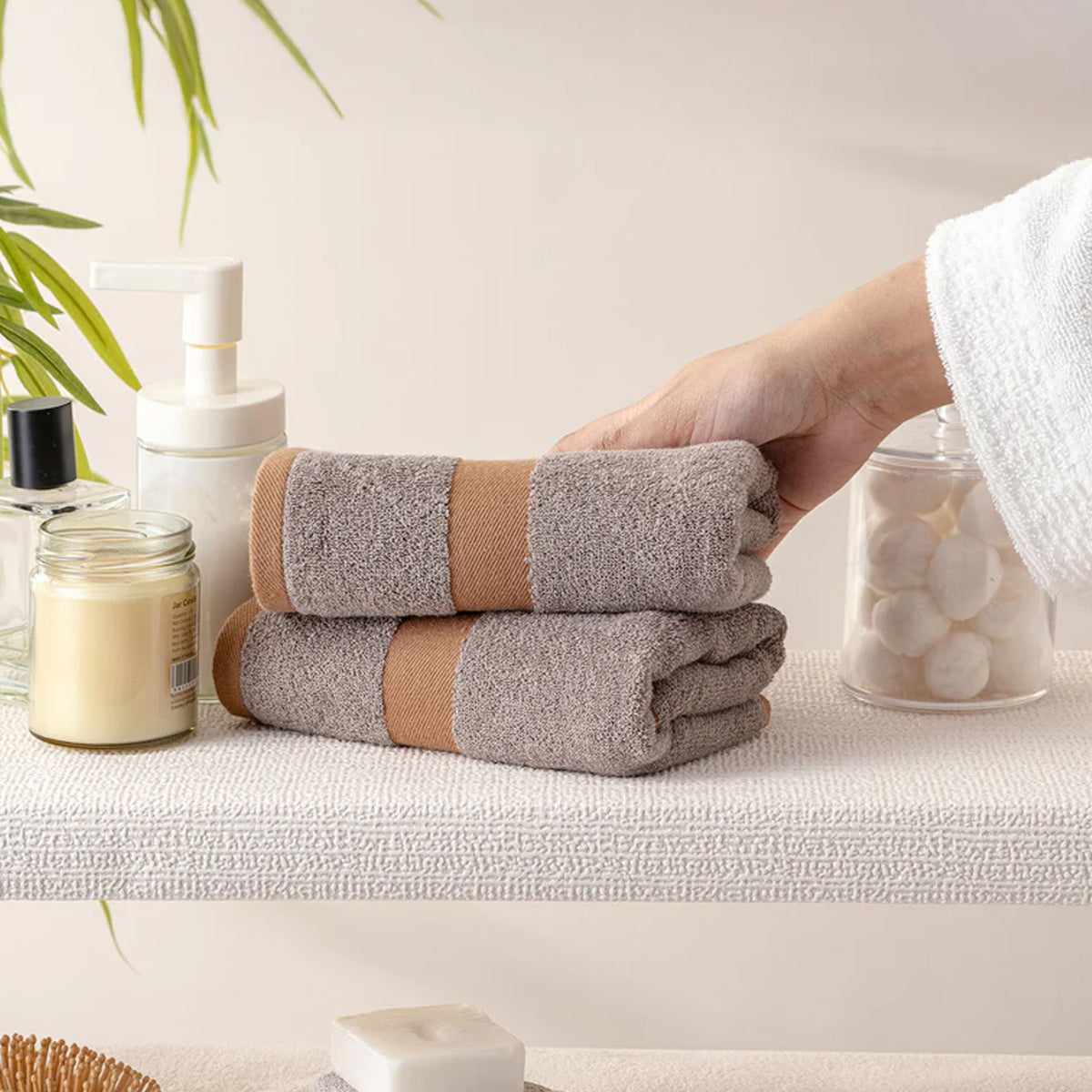 BAMBOO GREY 100% LUXURY COTTON 2PC HAND TOWEL