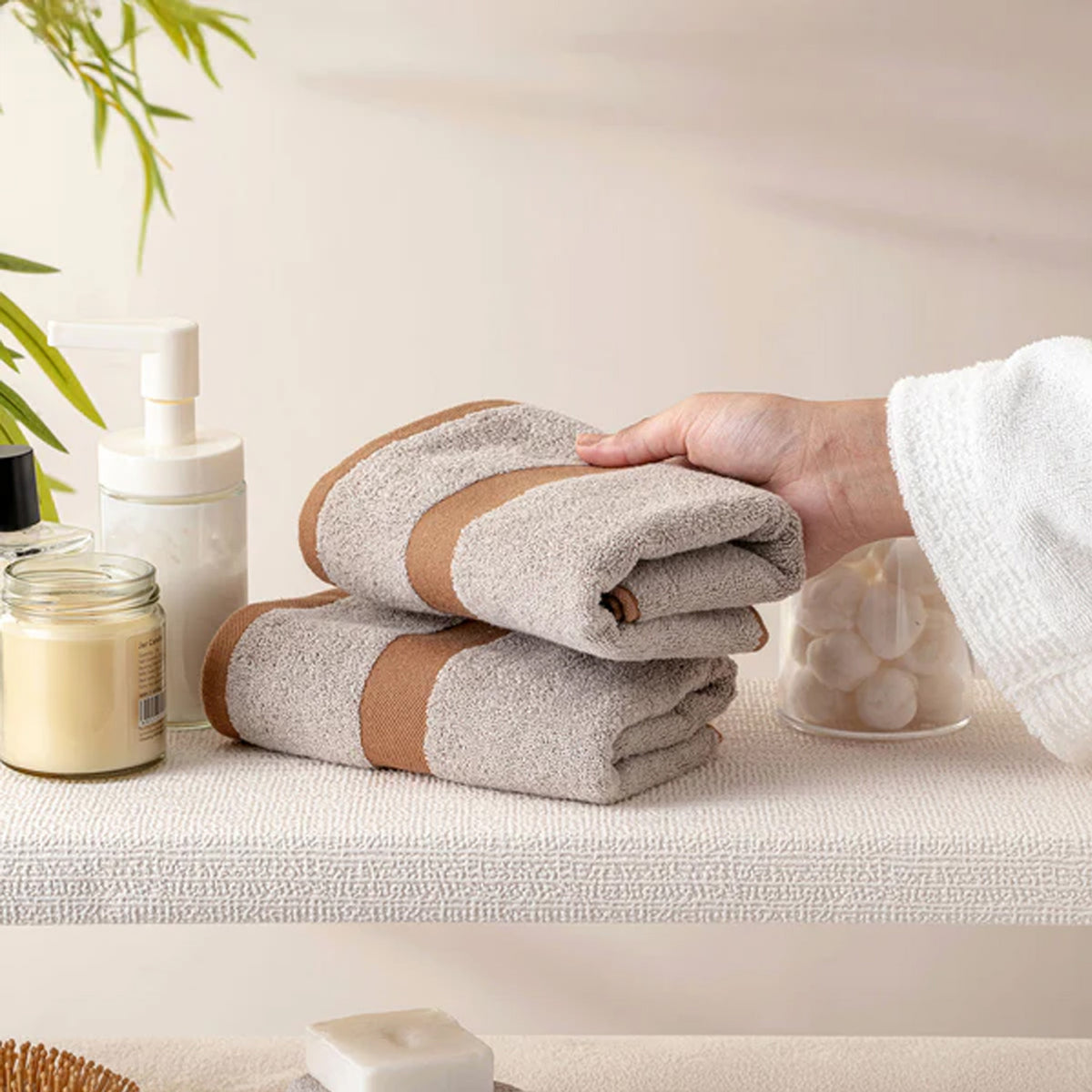 BAMBOO OFFWHITE 100% LUXURY COTTON 2PC HAND TOWEL