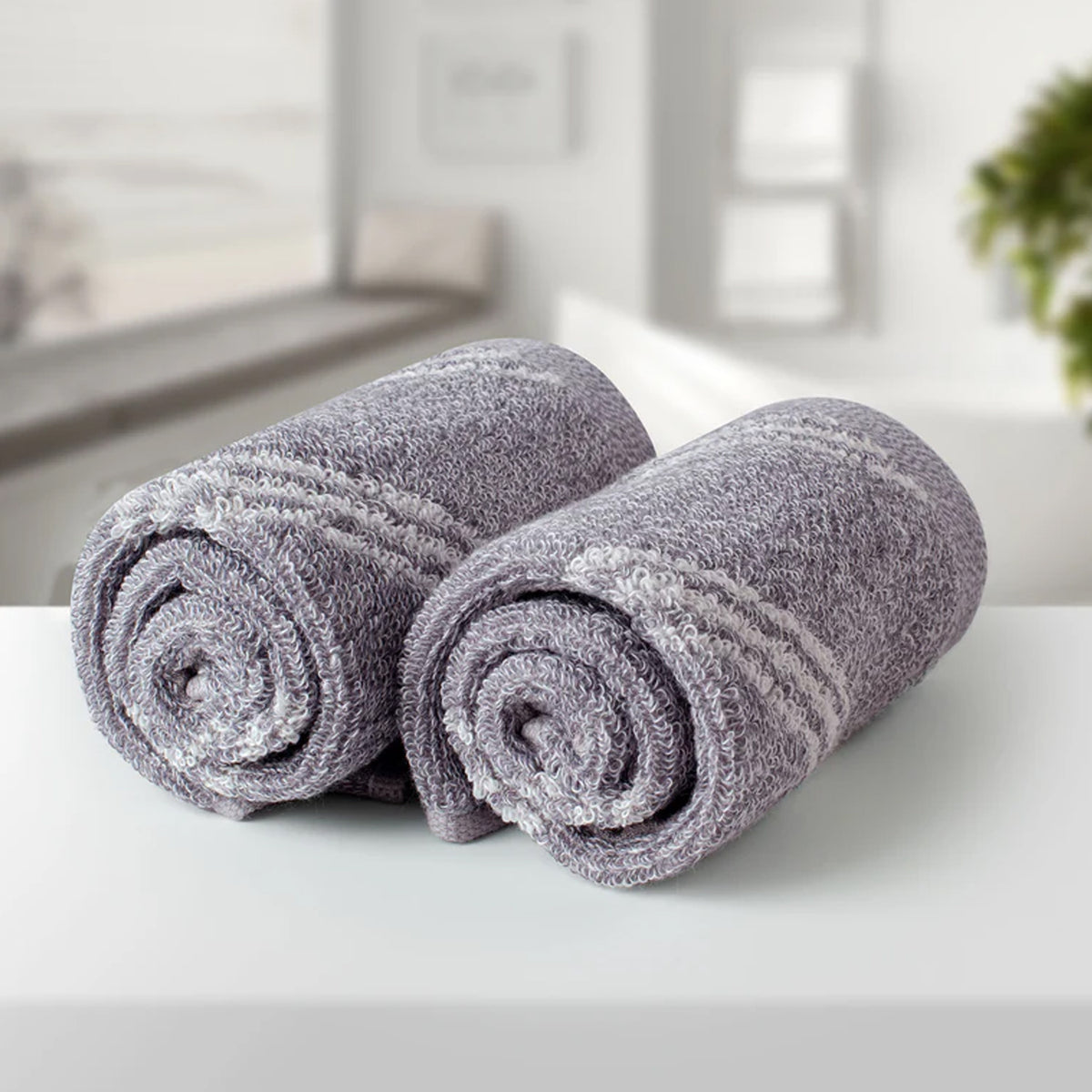 BAMBOO GREY 100% LUXURY COTTON 2PC FACE TOWEL