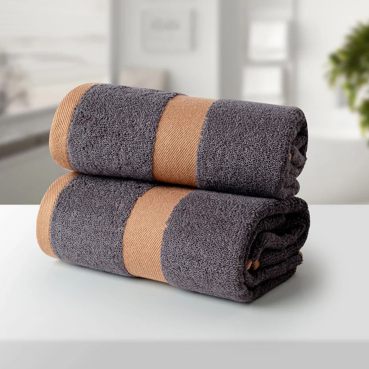 BAMBOO DARKGREY 100% LUXURY COTTON 2PC FACE TOWEL