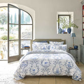 ALEXANDRE TURPAULT LUBERON BLUE ORGANIC COTTON SATIN LUXURY DOUBLE BEDSHEET
