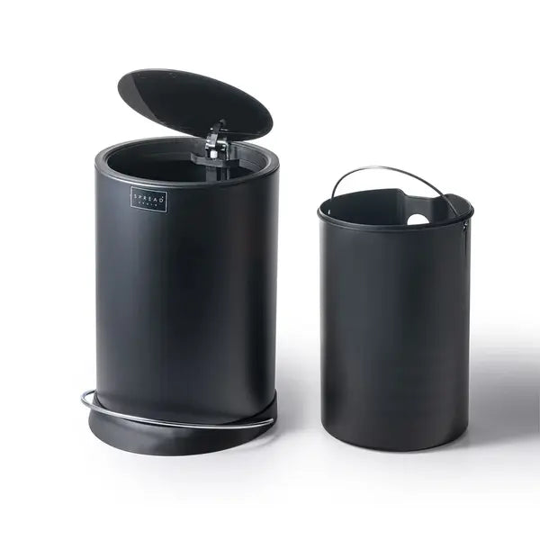 BLACK MATT ROUND DUSTBIN 6LTR