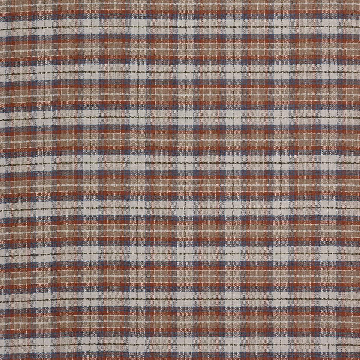 WARWICK HIGHLAND TERRACOTTA CHECKED SOFA FABRIC