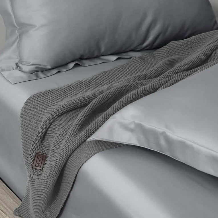 SUPIMA COTTON 900 TC GREY PLAIN DOUBLE BEDSHEET
