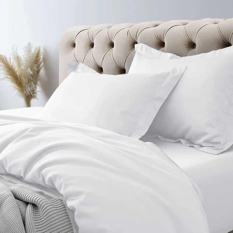SUPIMA COTTON 900 TC WHITE PLAIN DOUBLE BEDSHEET