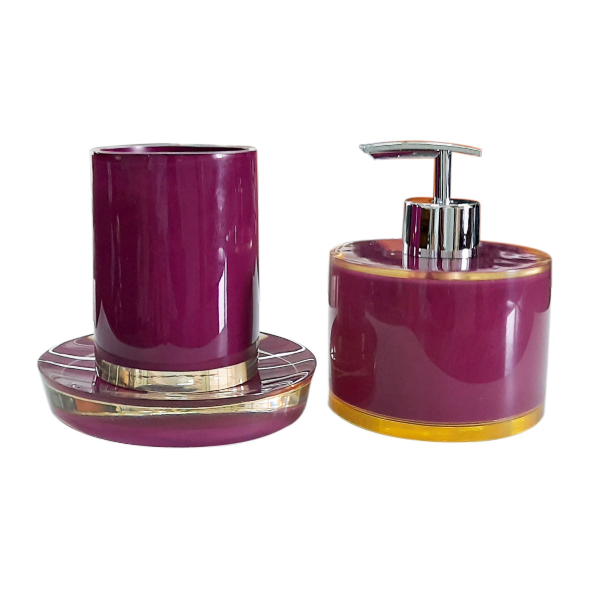 PURPLE 3 PCS ACRYLIC BATHROOM SET