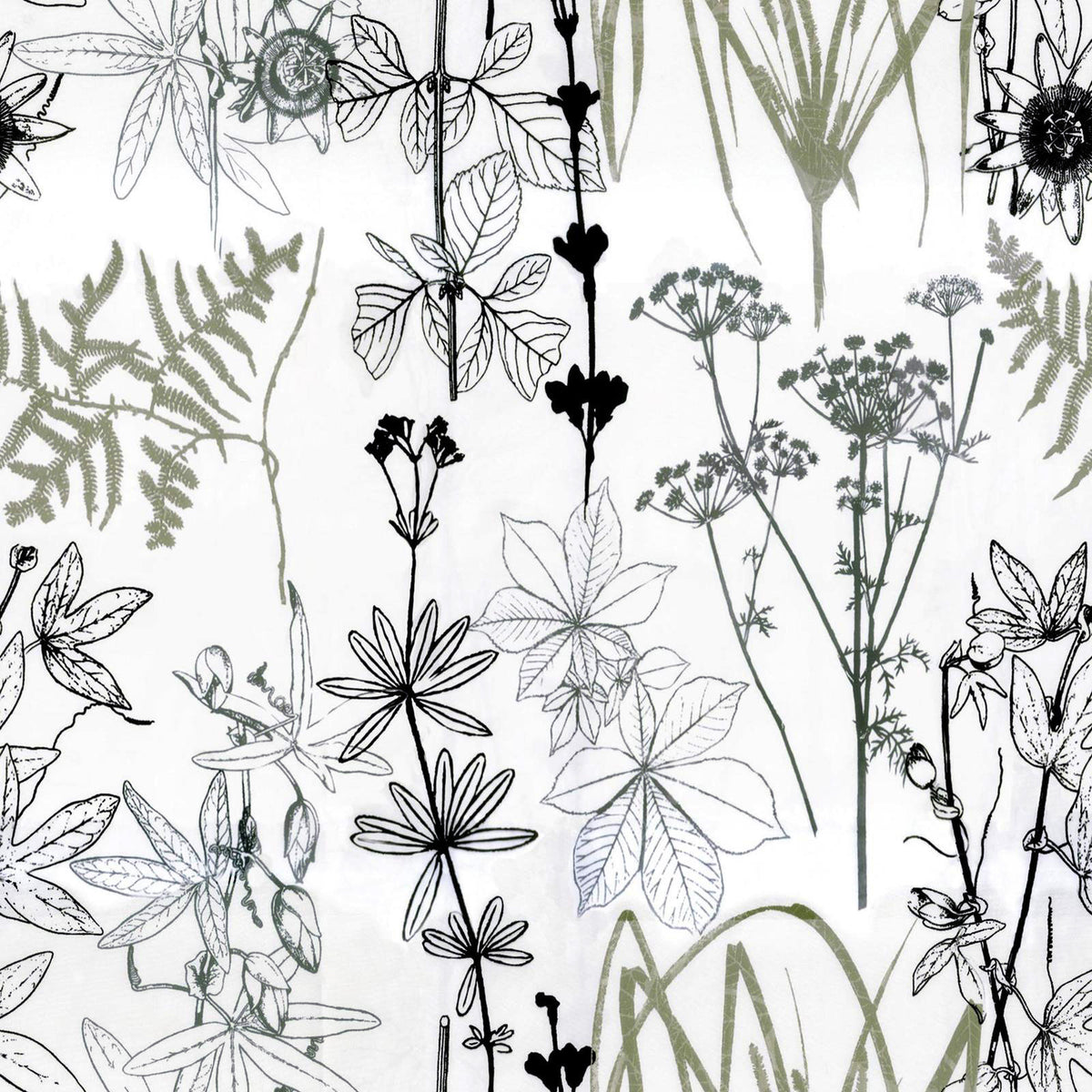 MODERN WHITE FLORAL CURTAIN FABRIC
