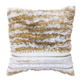 RUFFLE WHITE GOLDEN TISSUE SILK CUSHION COVER