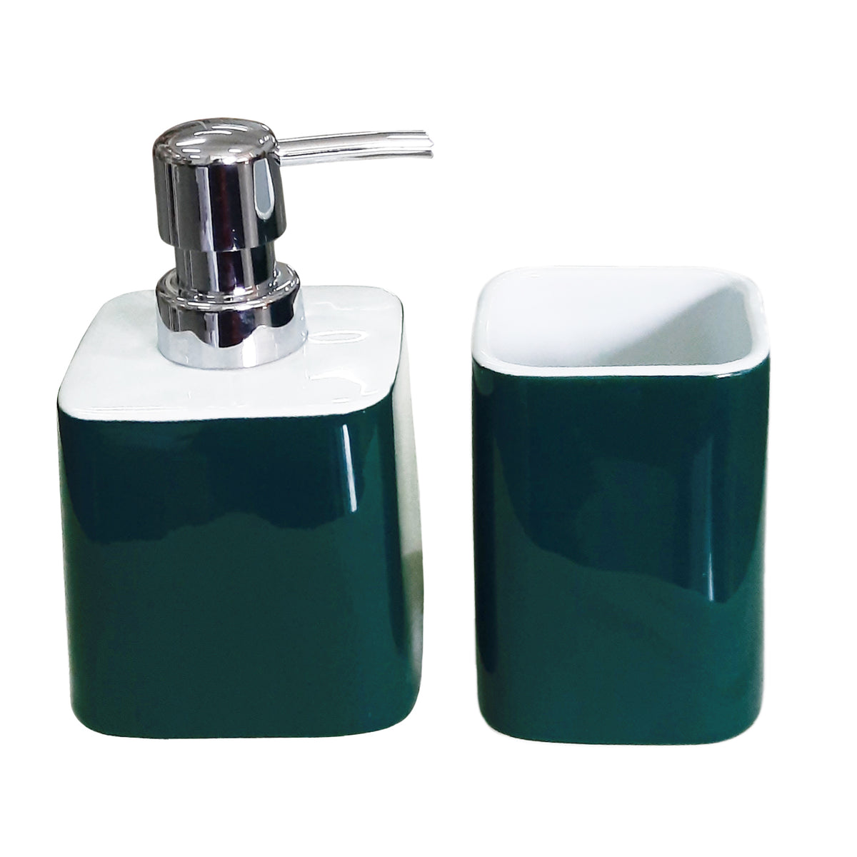 GREEN CERAMIC 2 PCS BATHROOM SET