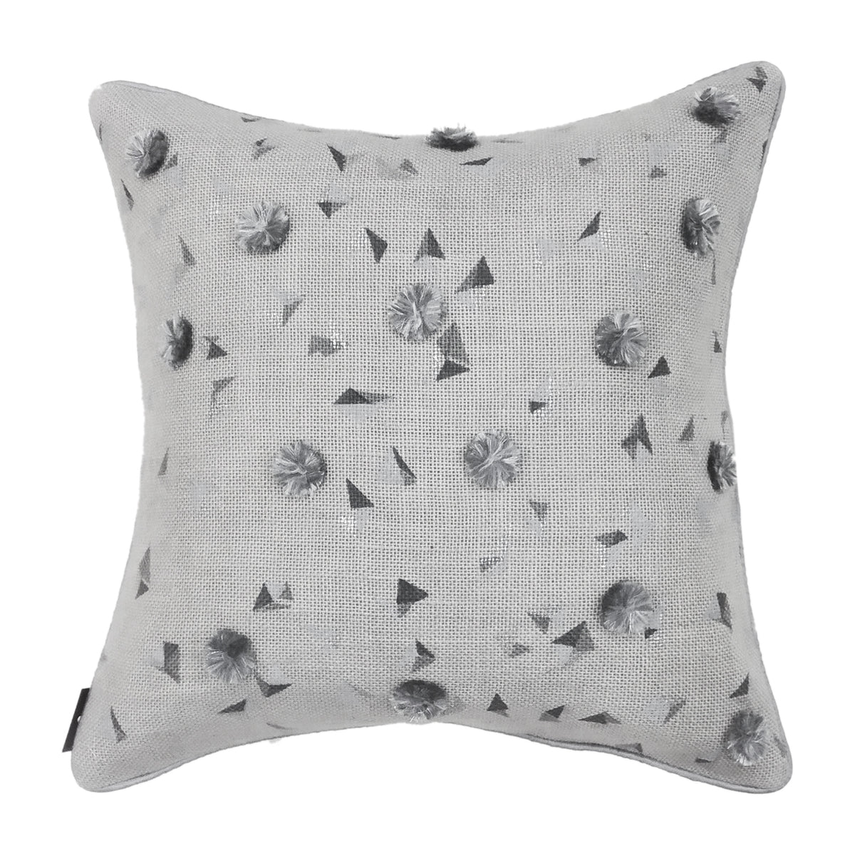 SMOKE GREY COLL. JUTE BLOCK PRINT CUSHION COVER