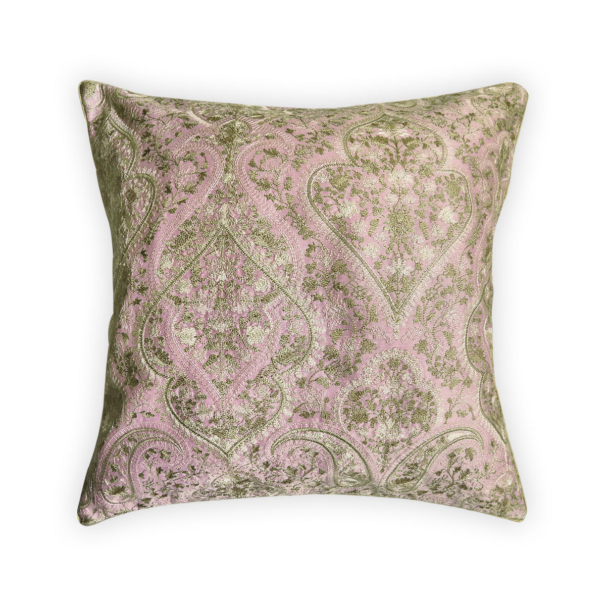 LINEN EMBROIDERY PINK CUSHION COVER