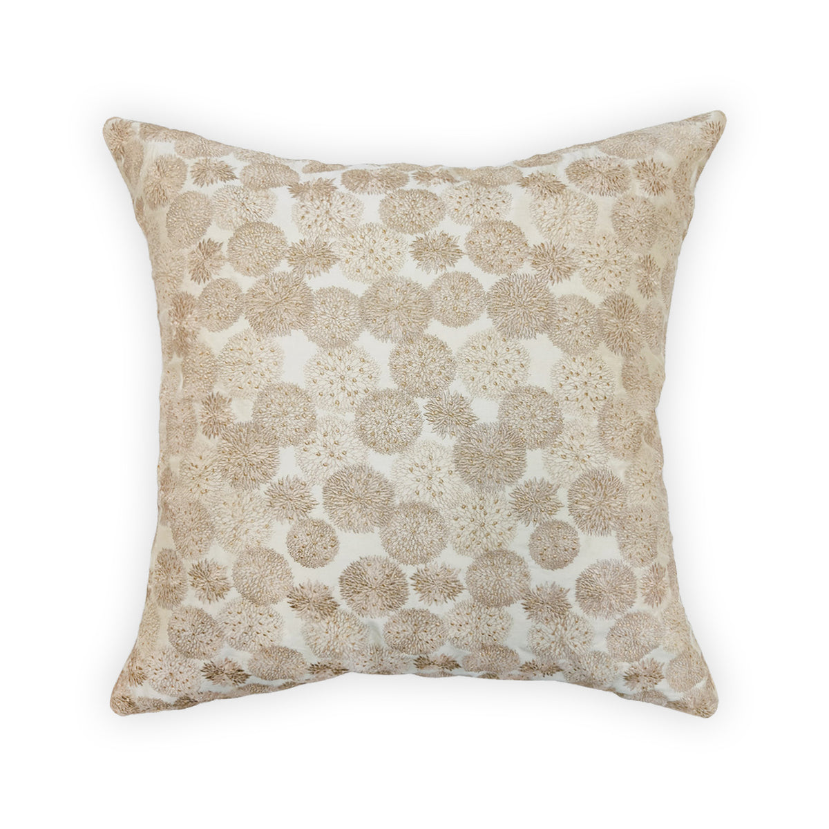 LINEN EMBROIDERY BEIGE CUSHION COVER 60X60CMS