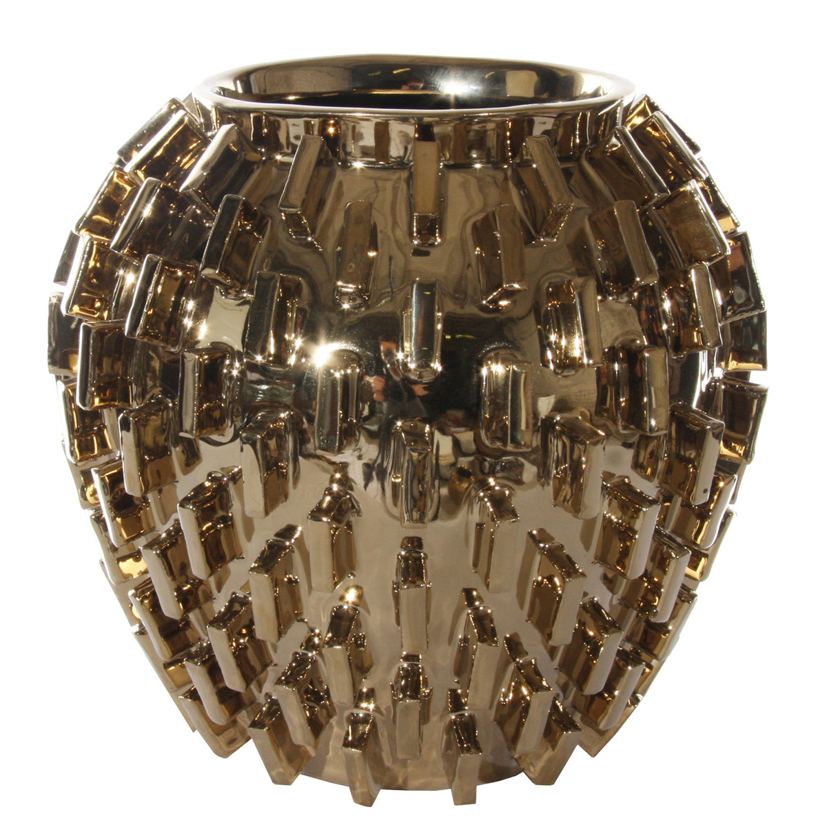 CERA POT W/LINES GOLD GOLD HEIGHT 23,5CM VASE