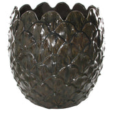 CERAMIC CONE POT GREEN BROWN VASE