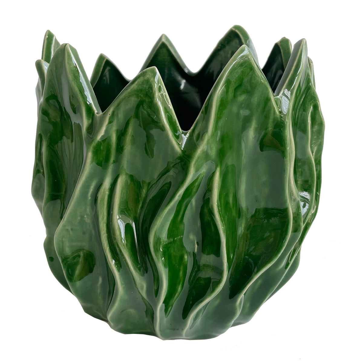 CERAMIC LEAF POT GREEN VASE