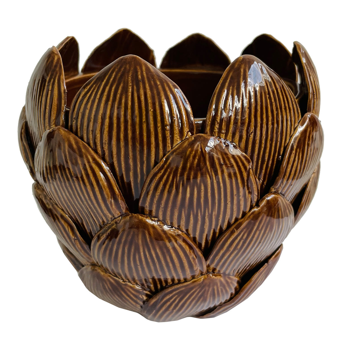 CERAMIC ARTICHOKE VASE BROWN