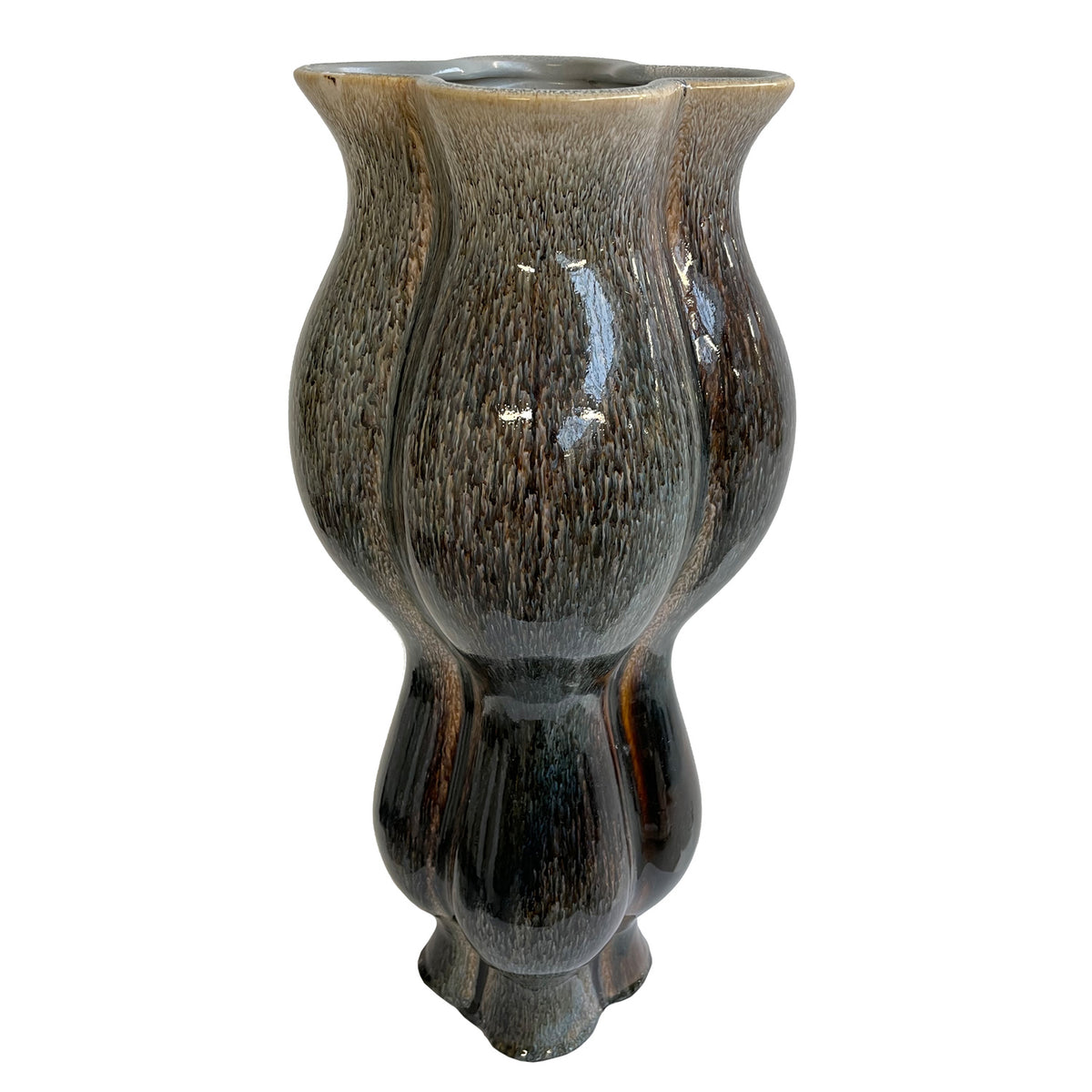 CERAMIC ASIAN VASE BROWN