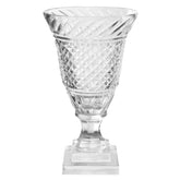 GLASS URN DIAMOND CUT SILVER BASE HOME ACCESSORIES