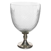 GLASS URN DIAMOND CUT SILVER BASE HOME ACCESSORIES